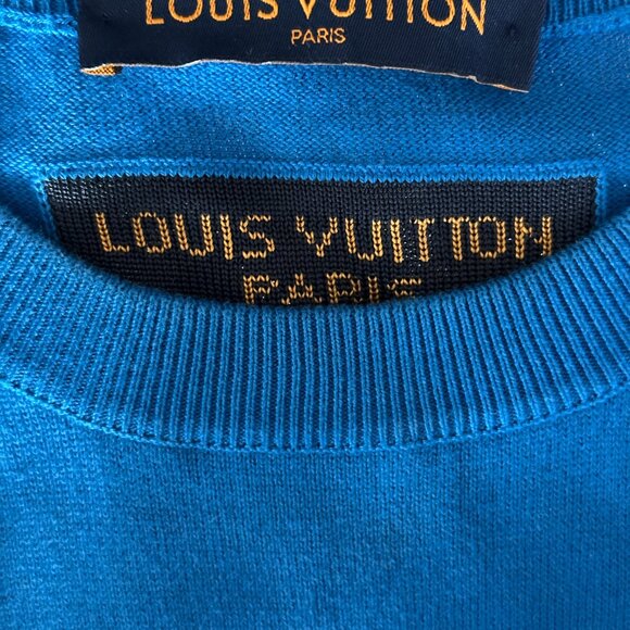 Louis Vuitton Blue & White Everyday Logo Intarsia T-Shirt - Picture 3 of 8